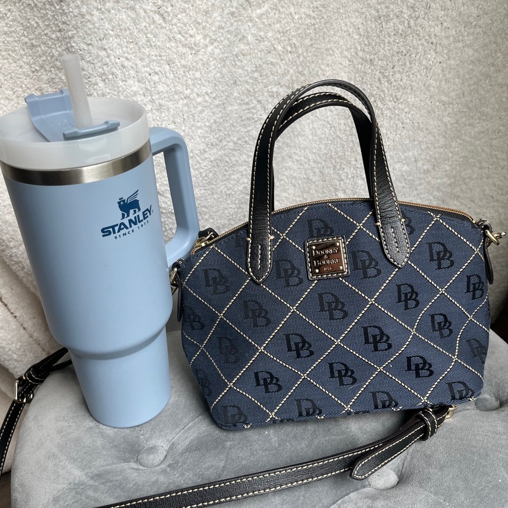 Dooney & Bourke Domed Ruby Navy Black Logo Signature Crossbody Bag Purse